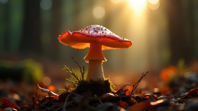 Vibrant Red Mushroom Close-Up With Soft Forest Background