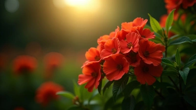 Vibrant Red Petaled Flowers With Green Leaves