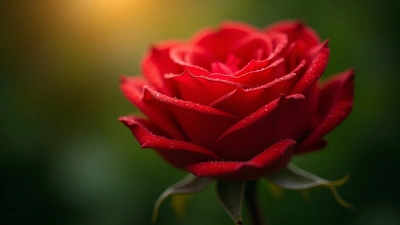 Vibrant Red Rose Close-Up With Dewy Petals