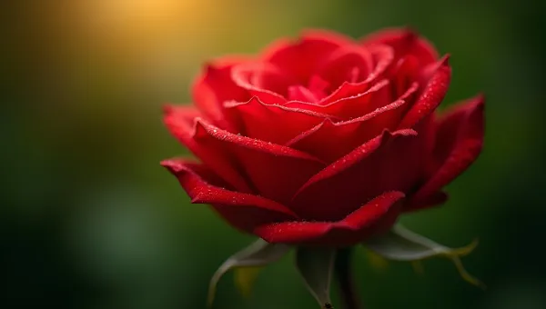 Vibrant Red Rose Close-Up With Dewy Petals