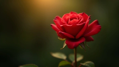 Vibrant Red Rose In Full Bloom Close-Up