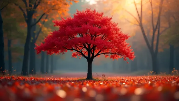Vibrant Red Tree In Autumn Colors