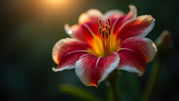 Vibrant Red White Flower Close-Up Detail