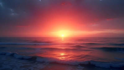 Vibrant Sunset Over Calm Ocean Horizon