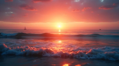 Vibrant Sunset Over Calm Ocean Waves