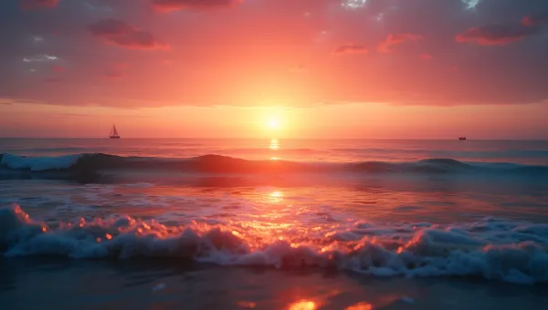 Vibrant Sunset Over Calm Ocean Waves