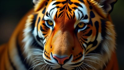 Vibrant Tiger Fur Close-Up Showing Stripes