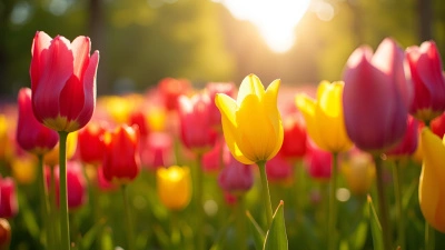 Vibrant Tulip Garden With Colorful Blossoms