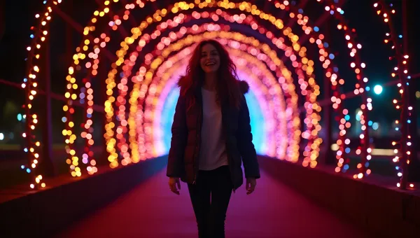Vibrant Tunnel With Colorful String Lights