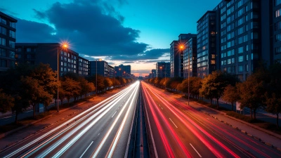 Vibrant Vehicle Light Trails on Urban Roadway