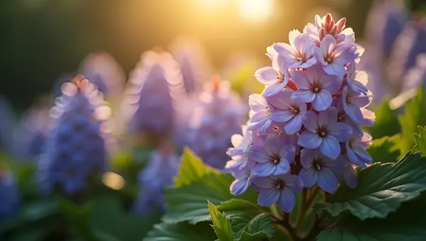 Vibrant White And Purple Clustered Flowers In Sunlight