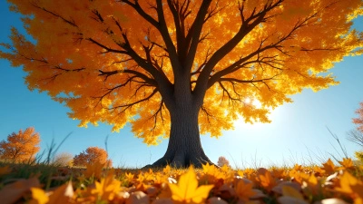 Vibrant Yellow-Leaved Tree With Autumn Colors