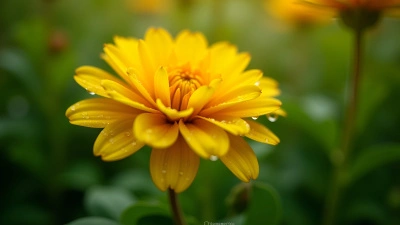 Vibrant Yellow-Petaled Flower With Green Leaves