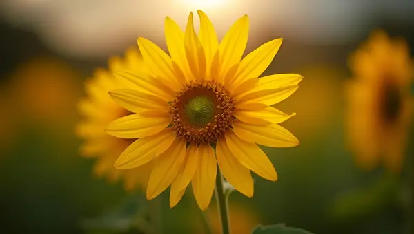 Vibrant Yellow Sunflower Close-Up With Tilt-Shift Effect