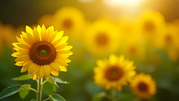 Vibrant Yellow Sunflowers Close-Up Shot