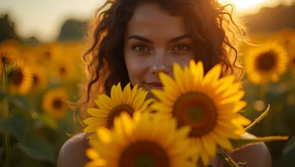 Vibrant Yellow Sunflowers Held By Mysterious Person
