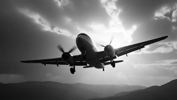 Vintage Airplane Flying Through Cloudy Sky
