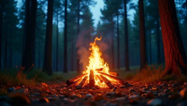 Warm Bonfire Glowing Brightly In Forest
