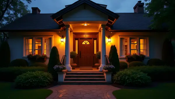 Warmly Lit Open House Entrance At Dusk