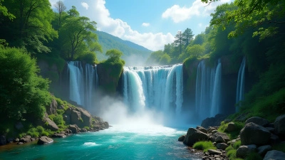 Waterfall Cascading Over Lush Green Rocks