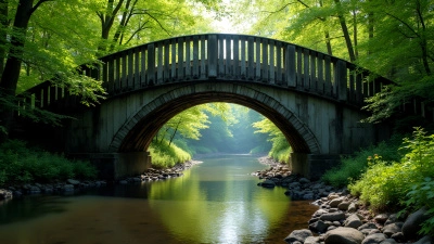 Weathered Gray Wooden Bridge Over Forest Stream