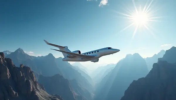 White Airplane Flying Over Mountain Peaks