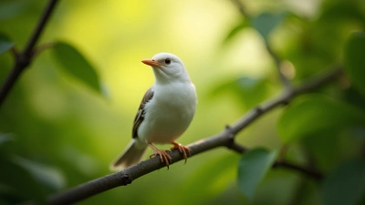 White Bird Perched on Branch Close-Up