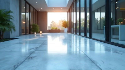 White and Blue Concrete Floor With Modern Finish
