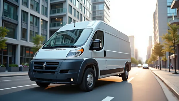 White Cargo Van Parked On Urban Street