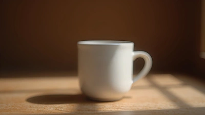 White Ceramic Mug On Rustic Wooden Table