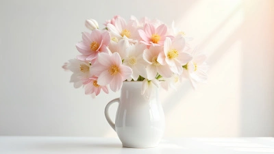 White Ceramic Vase With Pink Flowers