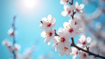 White Cherry Blossoms Against Blue Sky