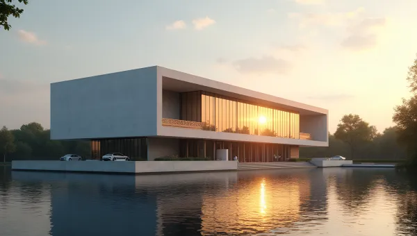 White Concrete Building Reflecting Golden Hour Light