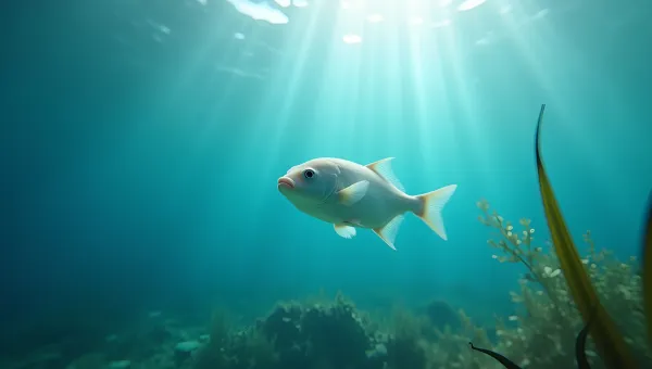 White Fish Swimming Gracefully Underwater Scene