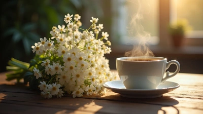 White Flower Bouquet With Coffee Mug