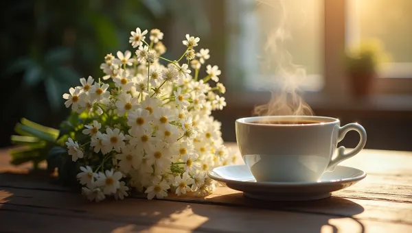 White Flower Bouquet With Coffee Mug