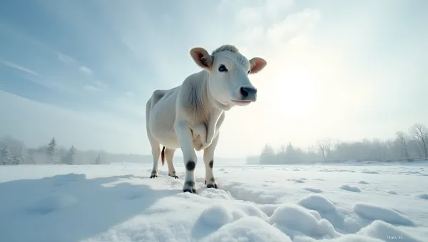 White And Gray Cow On Snowy Ground