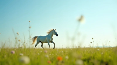 White Horse Galloping Across Green Meadow