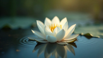 White Lotus Flower Close-Up On Water