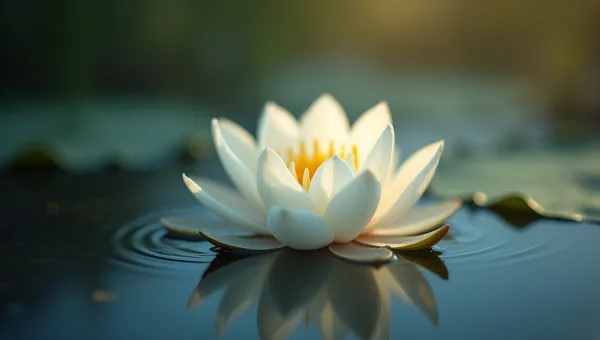 White Lotus Flower Close-Up On Water