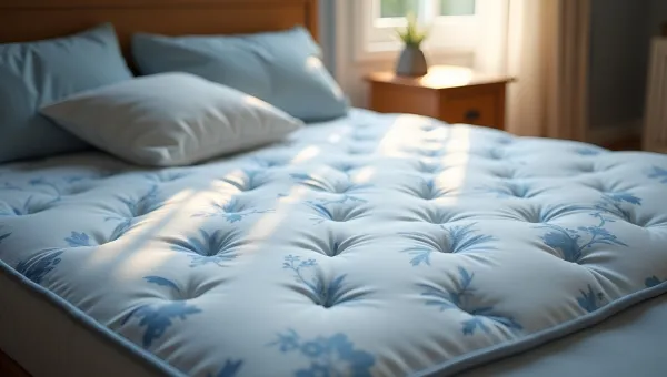 White Mattress With Blue Floral Patterns For Serene Bedrooms