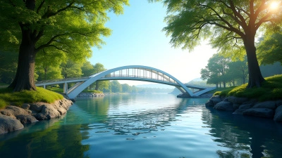 White Pedestrian Bridge Over Calm Blue Water