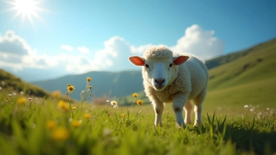 White Sheep Grazing On Green Grass