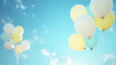 White And Yellow Balloons Against Blue Sky