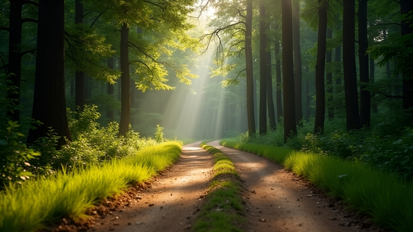 Winding Dirt Road Through Dense Forest