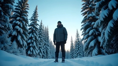 Winter Clothing Man Among Snowy Evergreens
