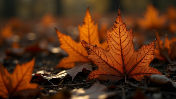Withered Brown Autumn Leaves Close-Up
