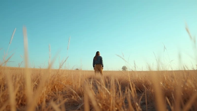 Woman Alone in Vast Dry Grass Field