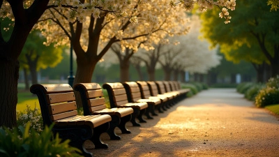 Wooden Benches in Peaceful Park Setting