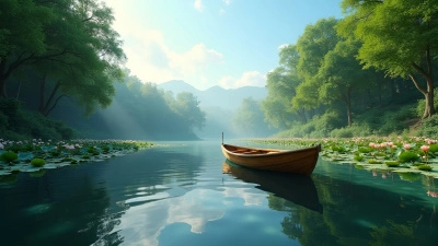Wooden Boat Floating On Calm Lake